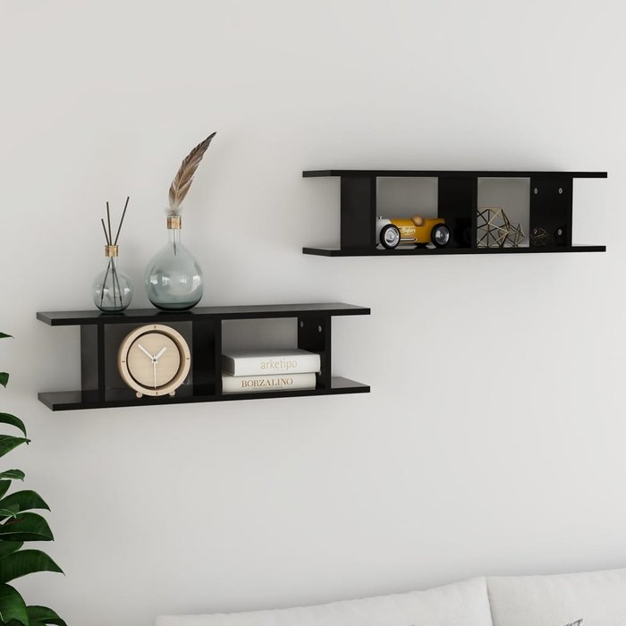 Maison exclusive - estante de pared 2 uds madera contrachapada negro 75x18x20 cm