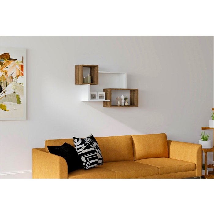 Estante de pared afro-nogal blanco