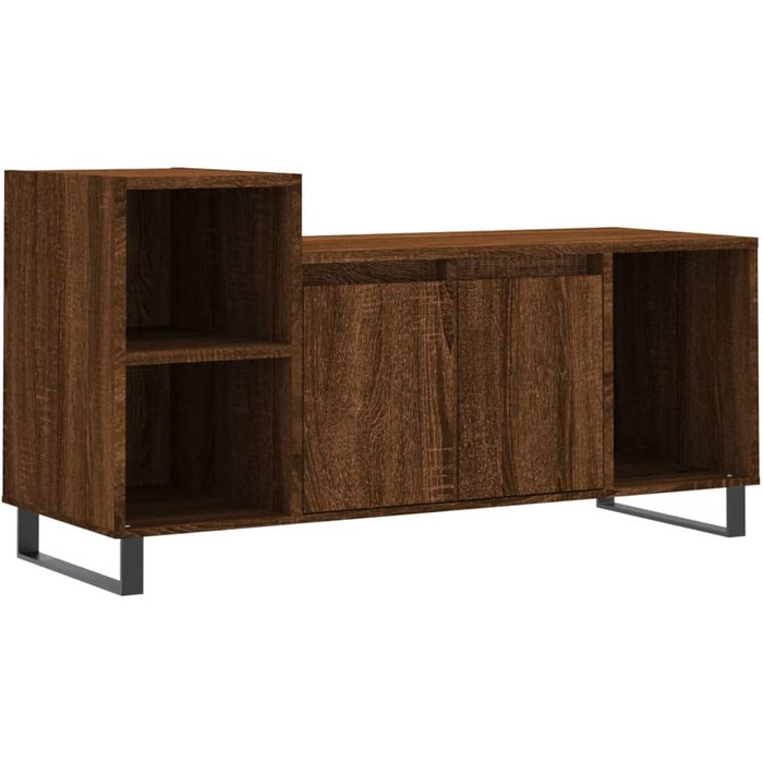 Mueble tv roble marrón 100x35x55 cm madera contrachapada