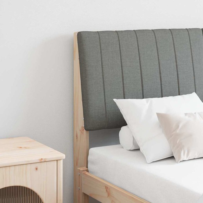 Cabecero tapizado gris oscuro 140 cm madera de pino macizo