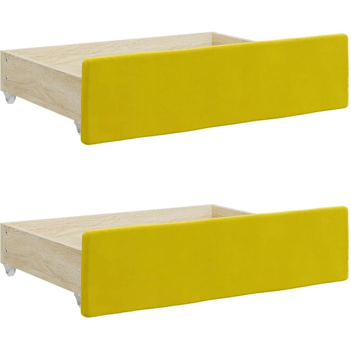 2 cajones de cama en madera de ingeniería y terciopelo amarillo