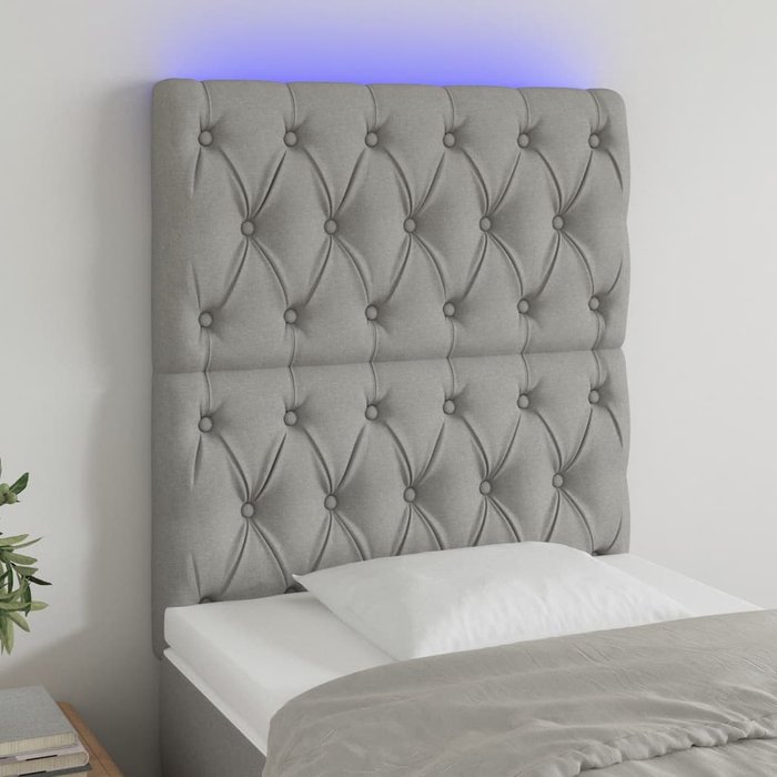 Maison exclusive - cabecero con luces led tela gris claro 80x7x118/128 cm