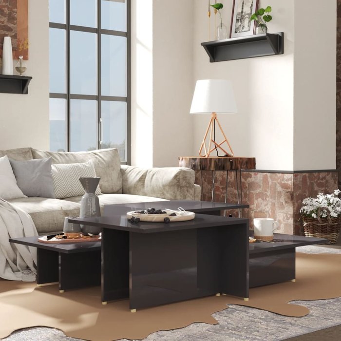 Maison exclusive - mesa de centro 2 pzas madera contrachapada gris 111,5x50x33cm