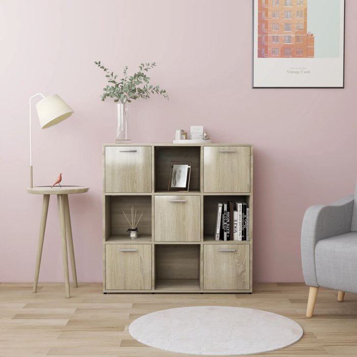 Librería sonoma de roble, 90x30x90 cm, madera de ingeniería. - pangivo