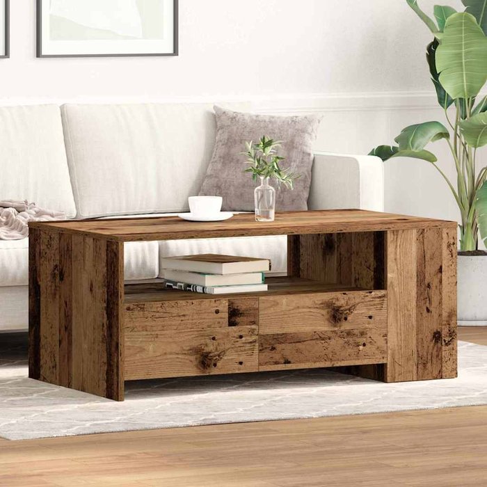 Mesa de café with drawer madera vieja 102 x 55 x 43.5 cm