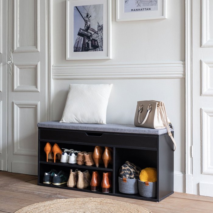 Zapatero negro alan con tres compartimentos