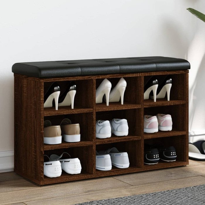 Vidaxl banco zapatero madera de ingeniería marrón roble 82x32x50 cm