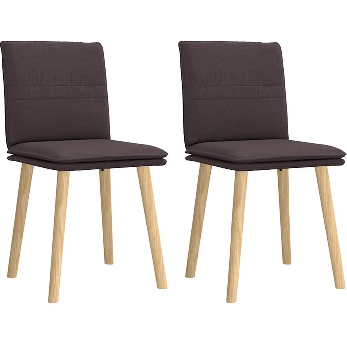Juego de 2 sillas de comedor de tela marrón oscuro