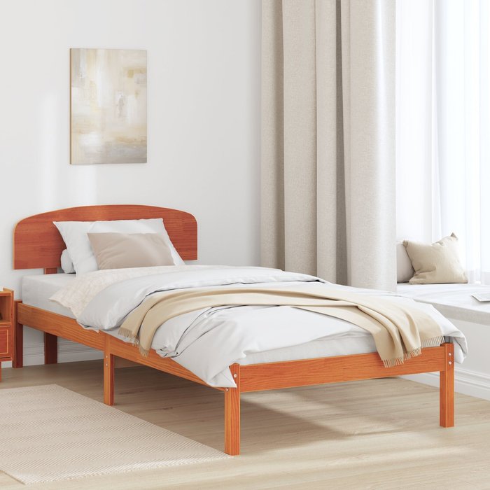 Estructura de cama con cabecera marrón cera 90 x 190 cm vidaxl