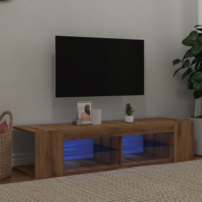 Maison exclusive - mueble de tv luces led madera roble artisan 135x39x30 cm