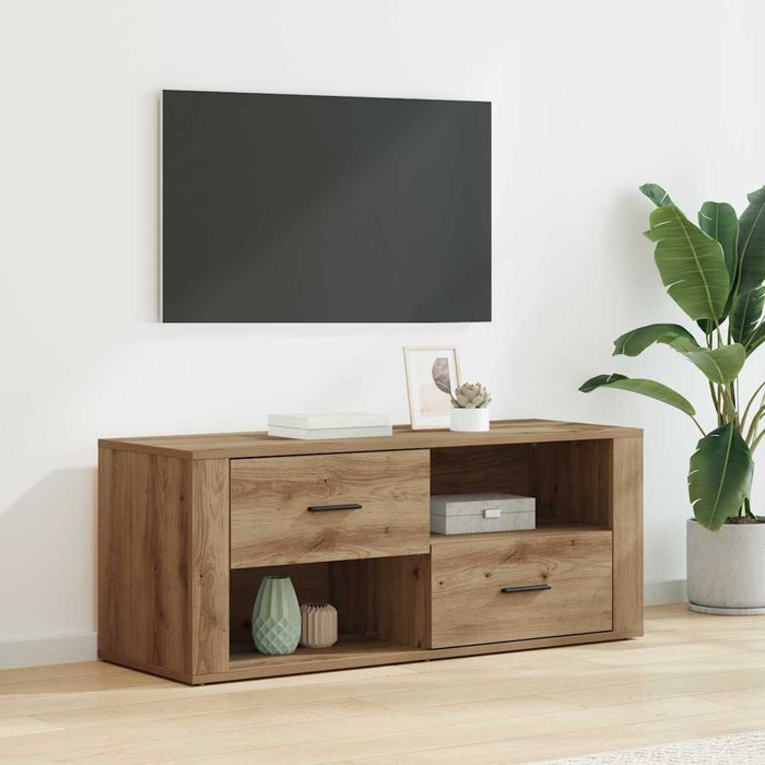 Gabinete de tv con cajón roble artesanal 100 x 35 x 40 cm