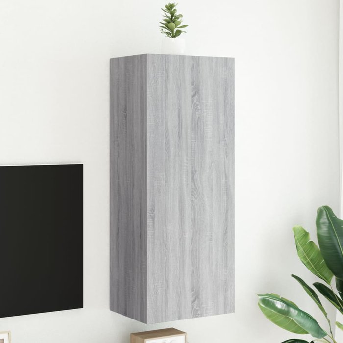Mueble tv de pared gris sonoma de madera contrachapada 40,5x30x102 cm
