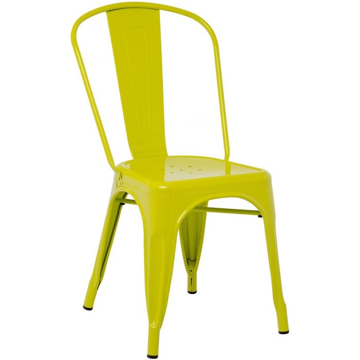 Silla industrial de acero brillante kontoir, negra-color verde pistacho