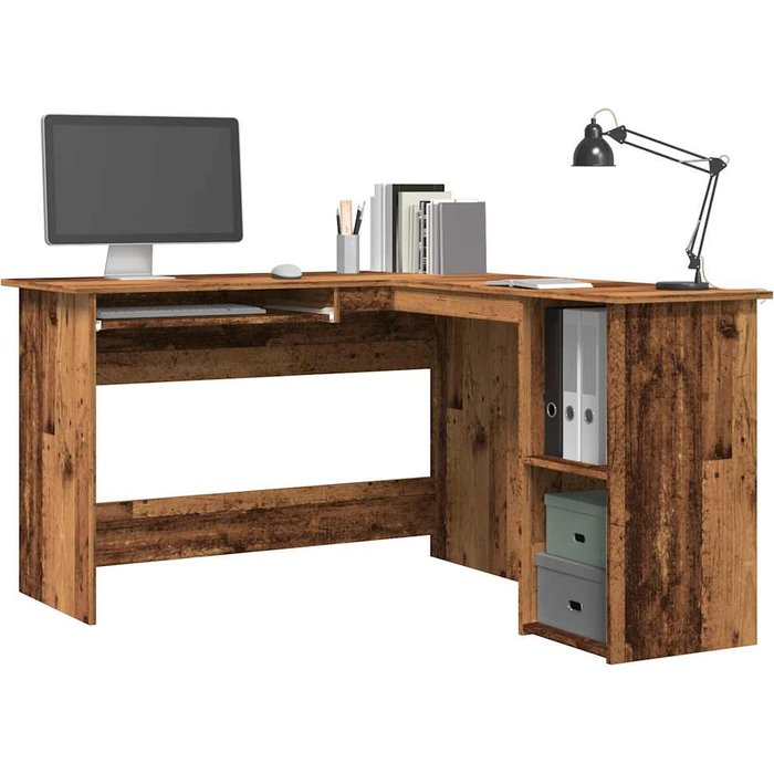 Escritorio de esquina madera contrachapada madera vieja vidaxl