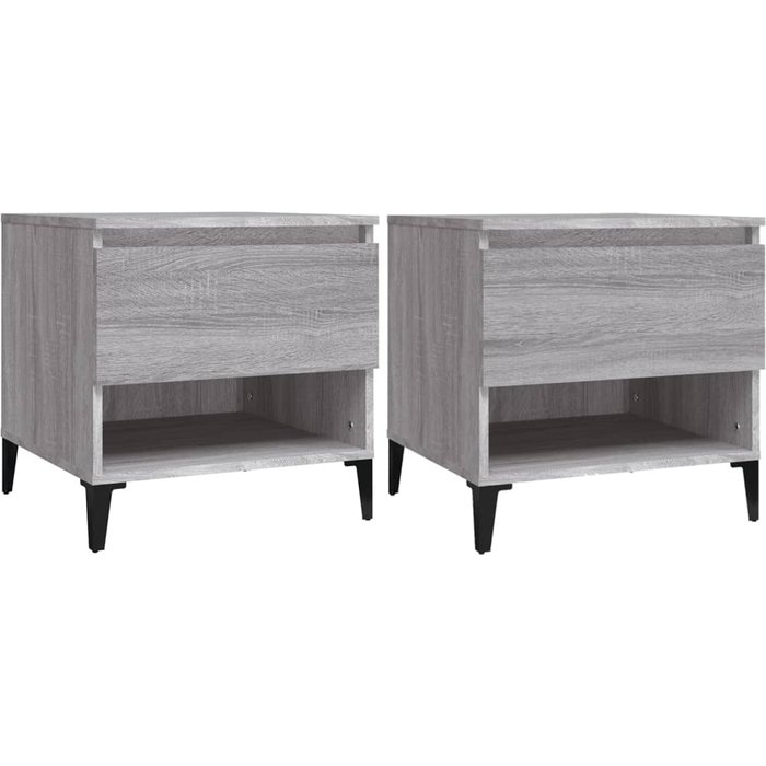 Mesas auxiliares 2 uds contrachapada gris sonoma 50x46x50 cm - comfortxl