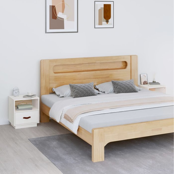 Mesitas de noche 2 uds madera maciza pino blanco 40x34x45 cm - comfortxl