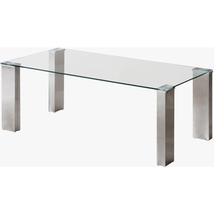 Mesa de centro karina cristal templado y pies de acero