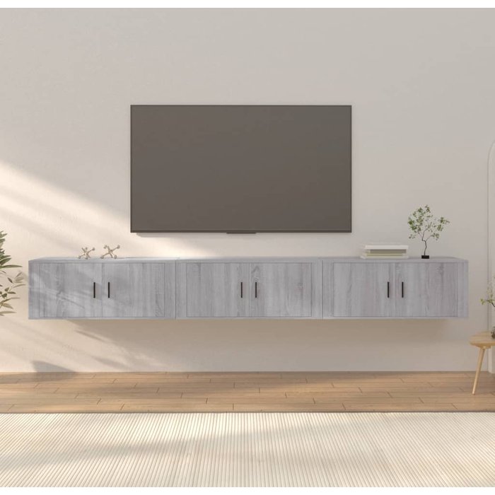 Vidaxl muebles para tv de pared 3 uds gris sonoma 100x34,5x40 cm