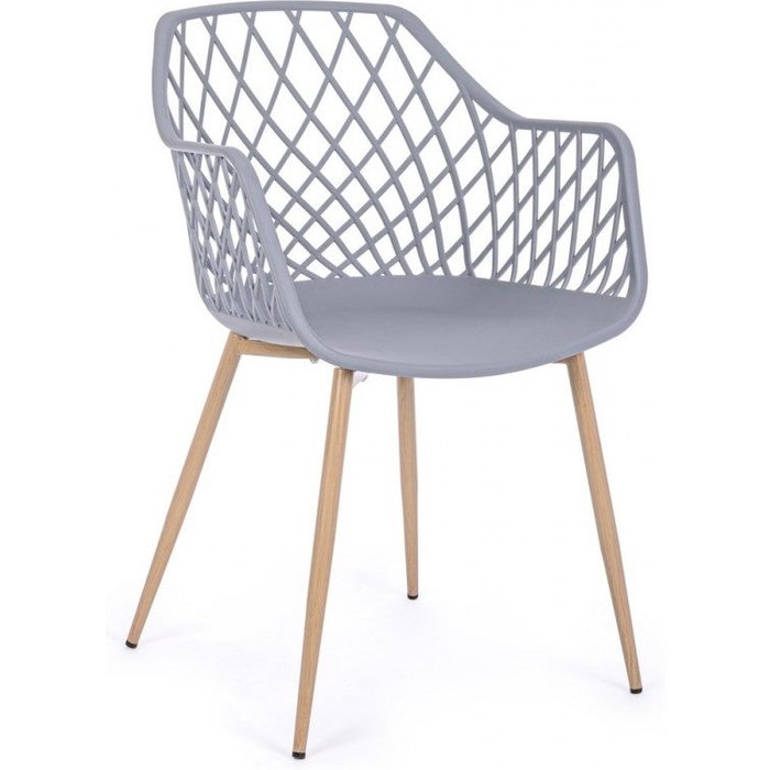 Silla de comedor de acero gris y polipropileno