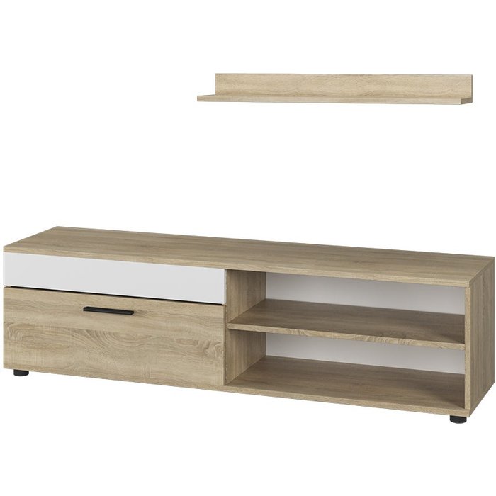 Vicco tablero bajo y estantería berno, sonoma/blanco, con 1 solapa