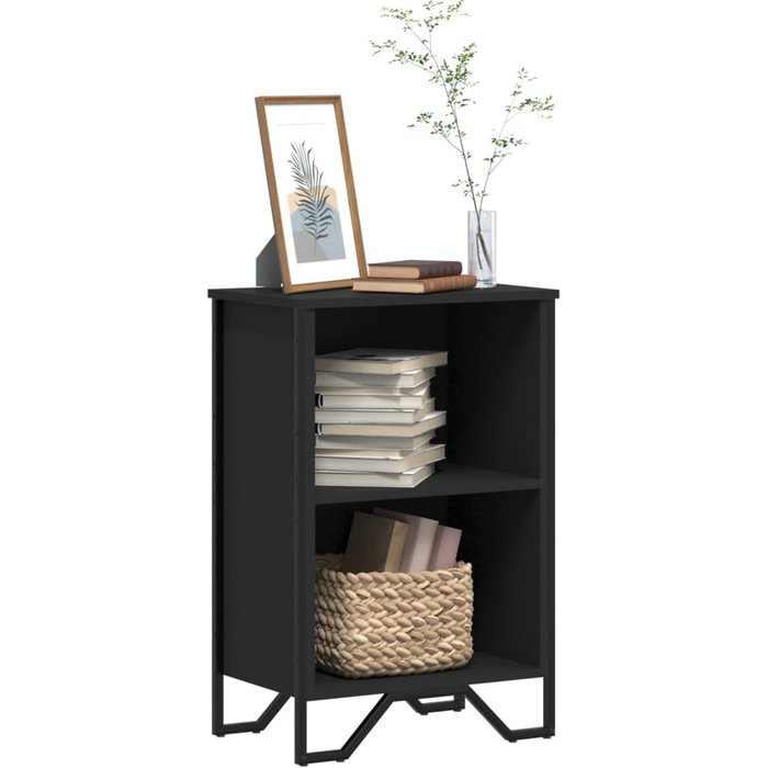 Librería negra, 50x31x74,5 cm, madera de ingeniería. - pangivo