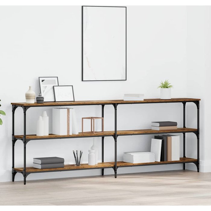 Mesa consola con estante madera vieja 200 x 29 x 75 cm