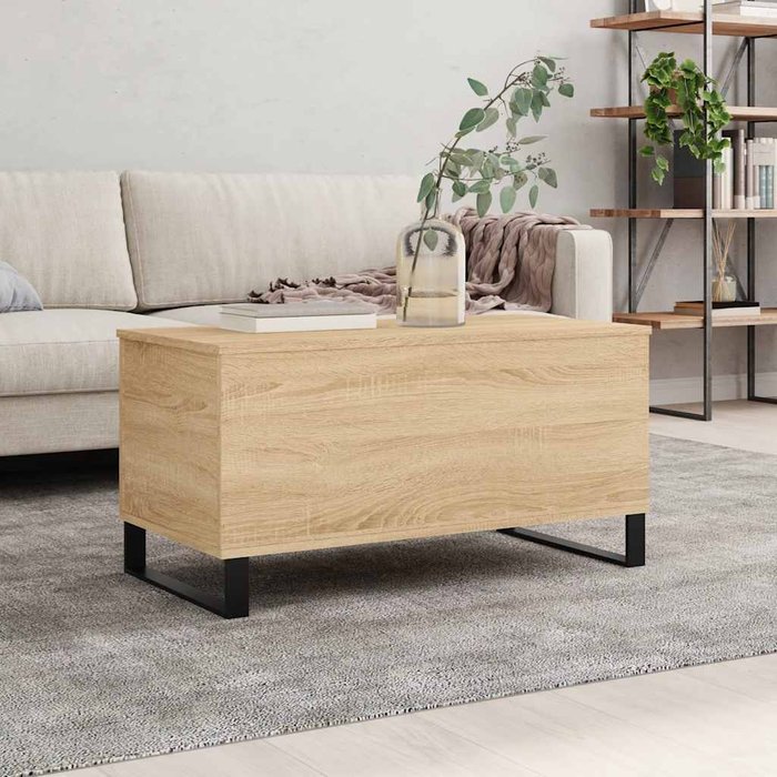 Mesa de centro, roble sonoma, 90x44,5x45 cm, madera de ingeniería.