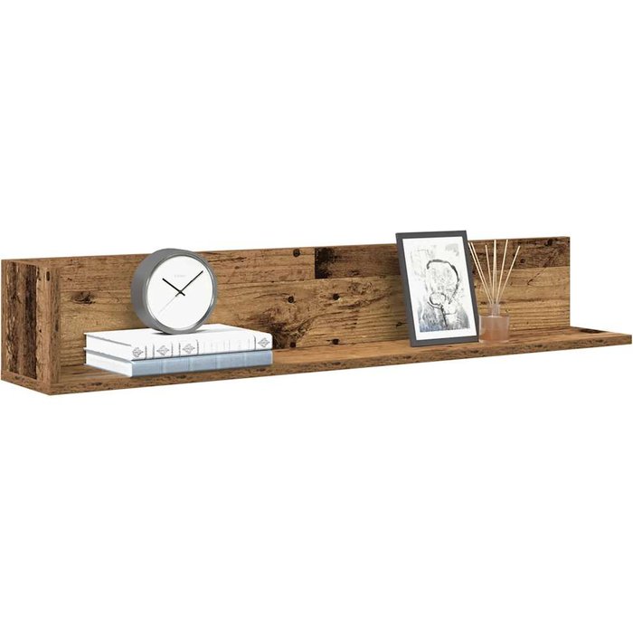 Estantes de pared, 2 unidades, madera envejecida, 100 x 16,5 x 16,5 cm