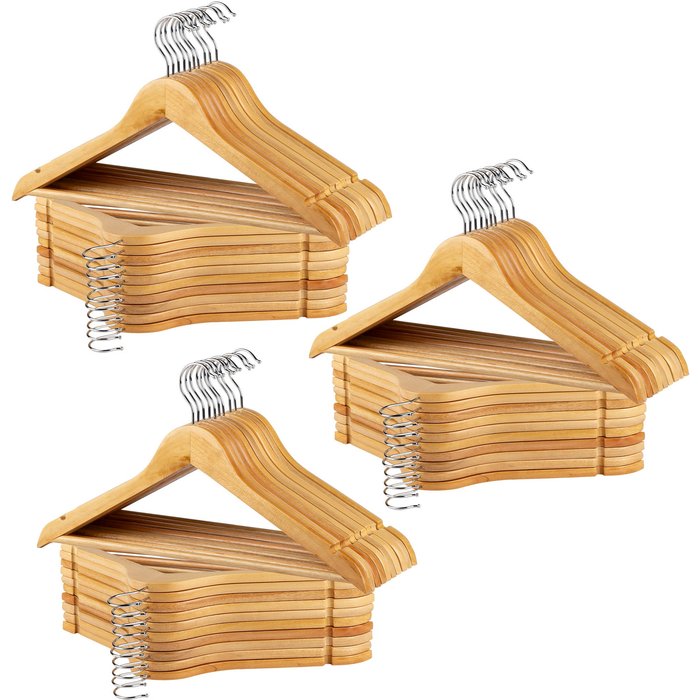Max home pack 60 perchas de madera color natural