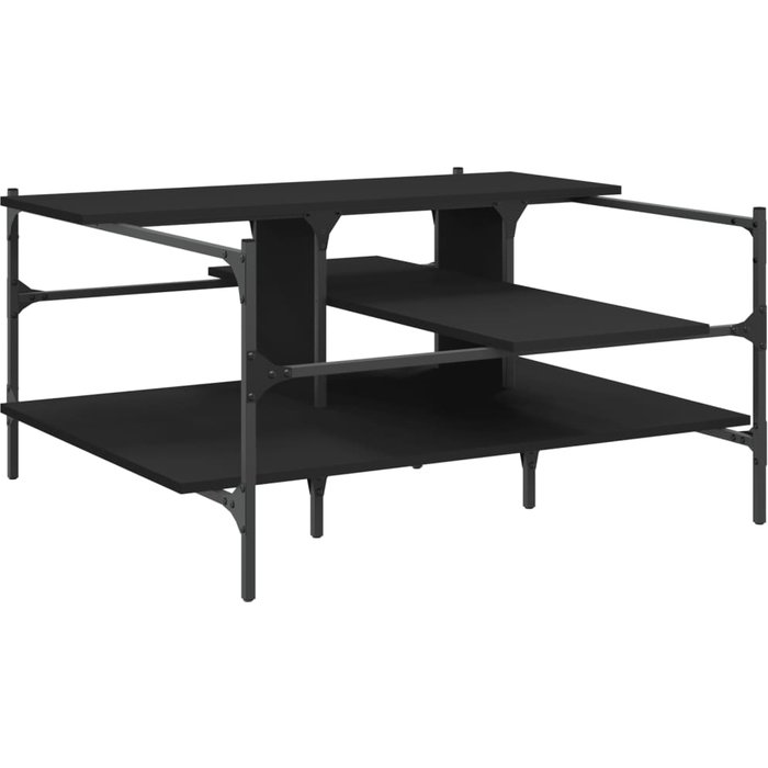 Mesa de centro de madera compuesta negra 100x100x48,5 cm - comfortxl
