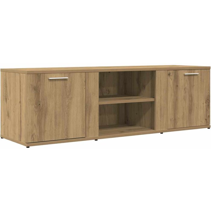 Mueble tv de madera laminada de roble hecho a mano 120x34x37 cm - comfortxl