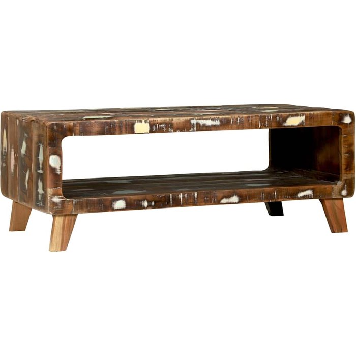 Mesa de café multicolor 90 x 50 x 35 cm madera maciza reciclada