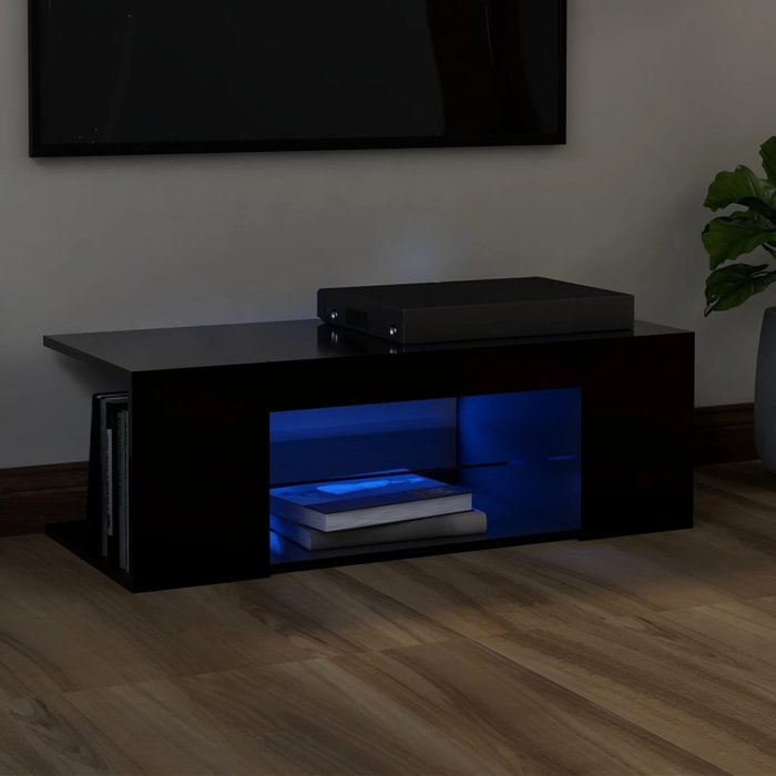 Mueble de tv con luces led negro 90x39x30 cm - comfortxl