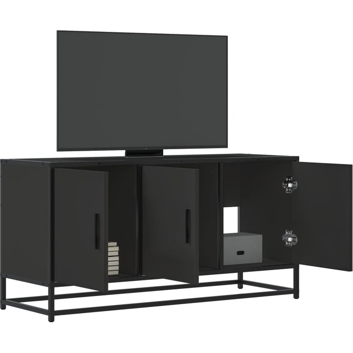 Maison exclusive - mueble de tv madera de ingeniería y metal negro 100x35x50 cm