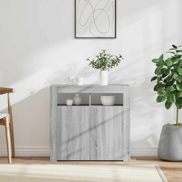 Maison exclusive - aparador con luces led gris sonoma 80x35x75 cm