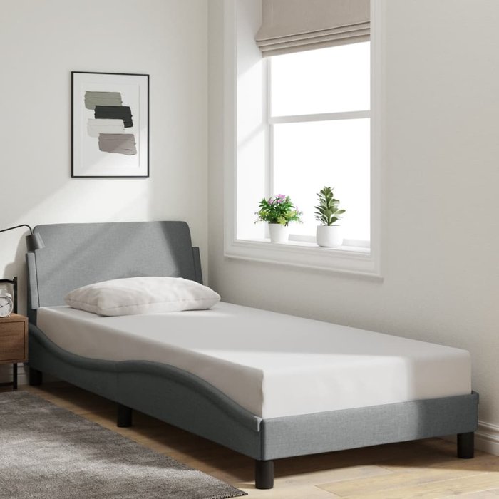 Estructura de cama dover tela gris claro 90x190 cm