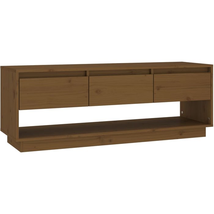 Mueble de tv de pino macizo color marrón miel 110,5x34x40 cm - comfortxl