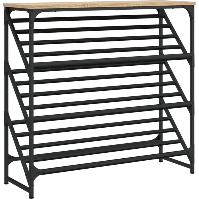 Zapatero de madera laminada de roble sonoma 90x30x85 cm - comfortxl