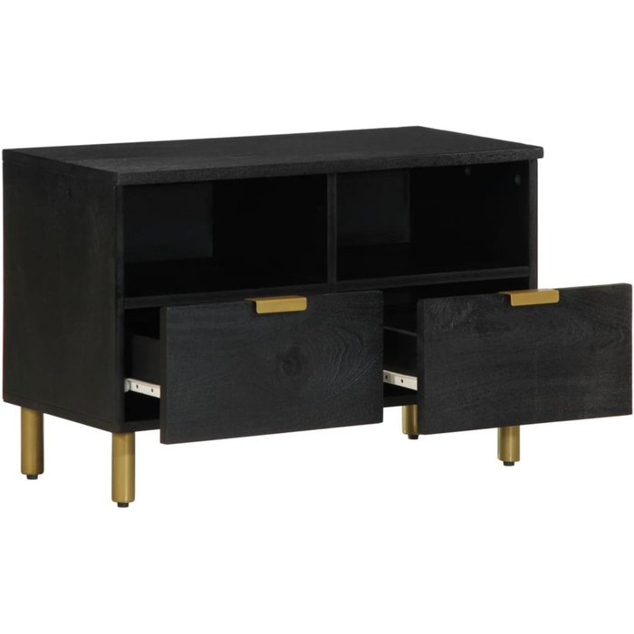 Mueble de tv milano 2 compartimentos + 2 cajones negro 46x70x33 cm
