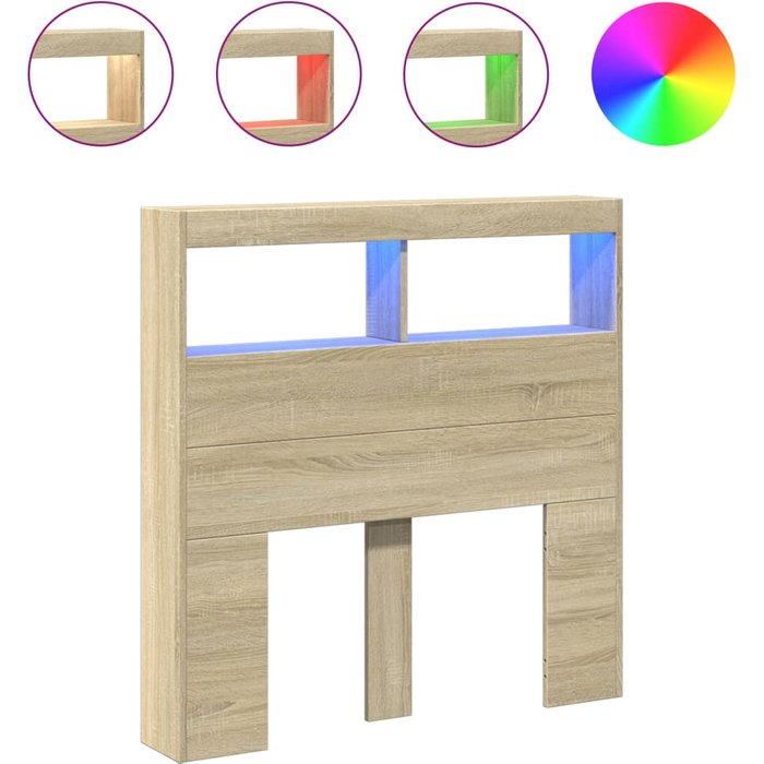 Cabecero de cama con led roble sonoma 100x17x102 cm - comfortxl