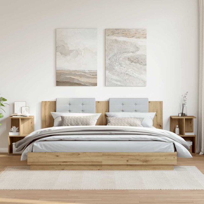 Mesitas de noche 2 uds madera roble artisan 35x35x55 cm vidaxl