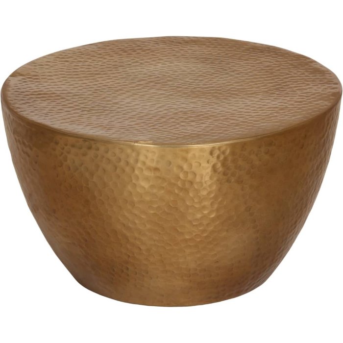 Vidaxl mesa de centro aluminio martillado latón ø 50x30 cm