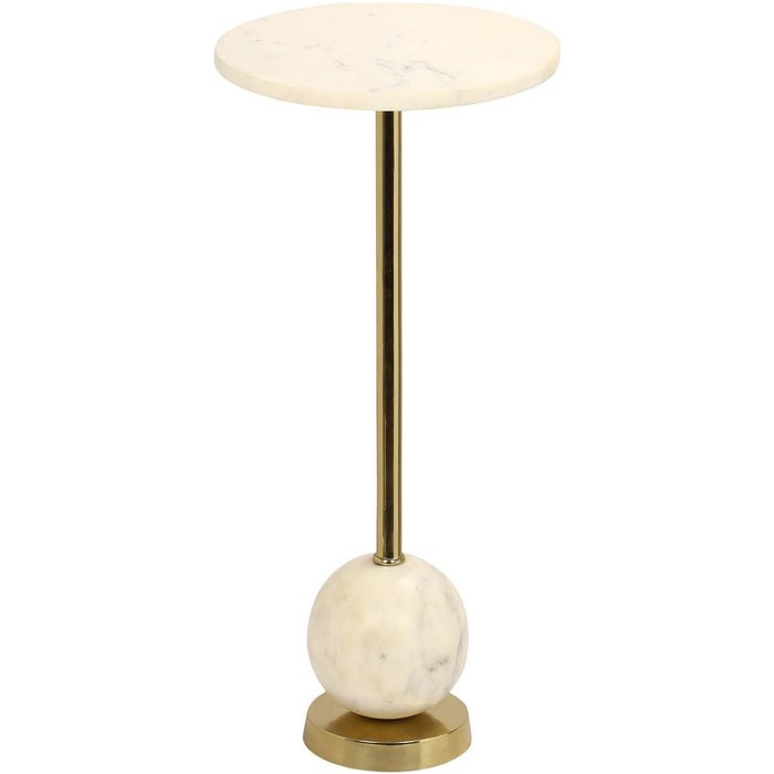 Mesa lateral de latón y mármol 25.5 x 53 cm