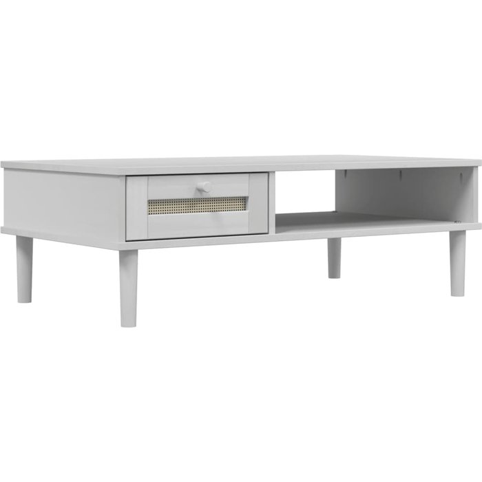 Mesa de centro senja aspecto ratán madera blanco 100x55x33 cm - comfortxl