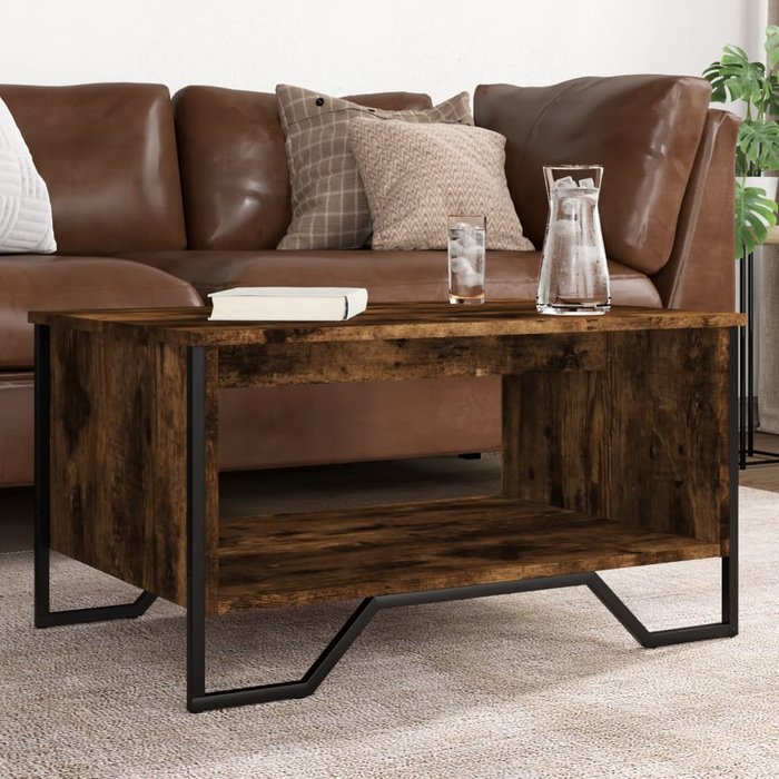 Mesa de centro roble ahumado 75x51x40 cm madera contrachapada