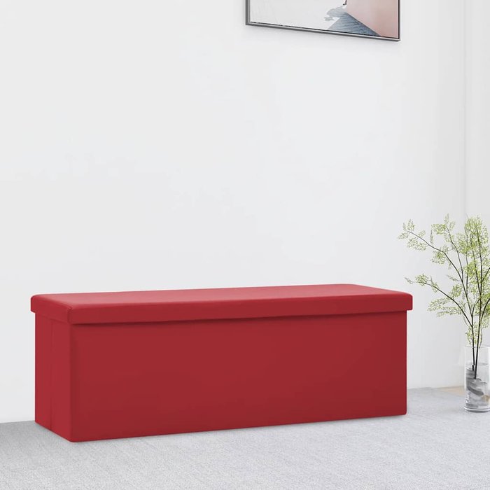 Banco de almacenaje plegable pvc rojo burdeos