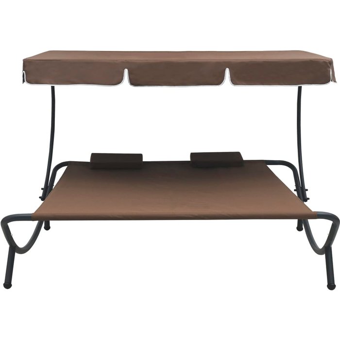 Tumbona | letto singolo de exterior con dosel y almohadas marrón cfw52125