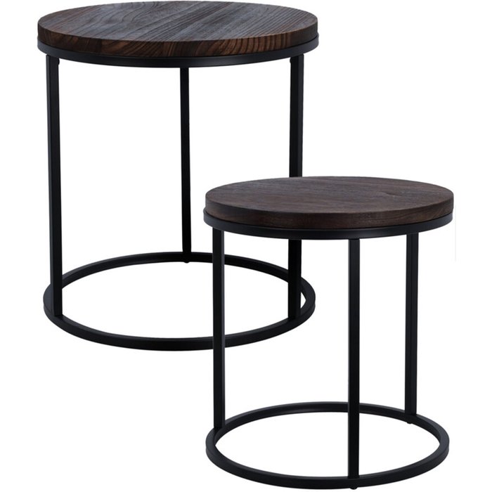 Wellhome conjunto de 2 mesas redondas 43x45x38 cm en negro de hierro