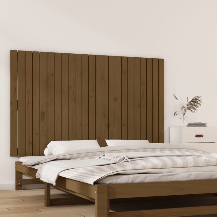 Vidaxl cabecero cama pared madera maciza pino marrón miel 147x3x90 cm