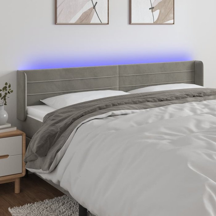 Maison exclusive - cabecero con led de terciopelo gris claro 203x16x78/88 cm